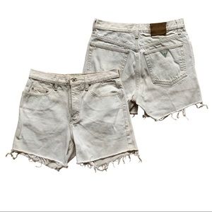 GUESS Vintage White Cut Off Denim Shorts